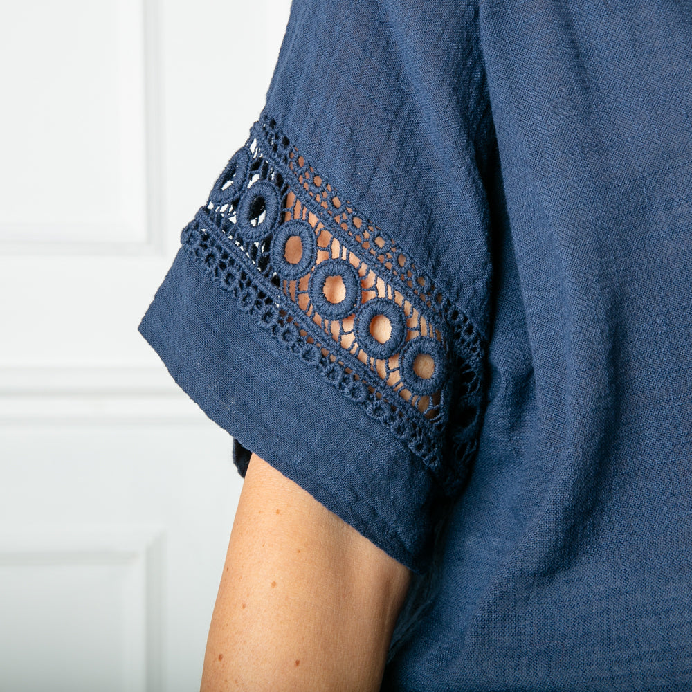 Broderie Sleeve Cotton Top